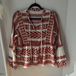 THML Women's Top with Red and White Patterns